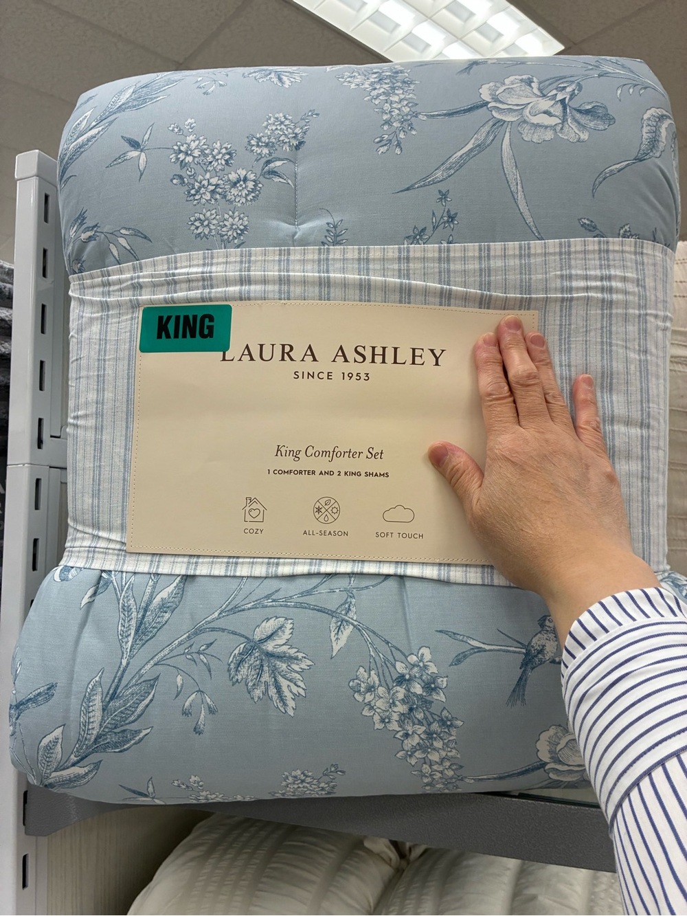 Laura Ashley King Comforter Set in Light Blue Floral